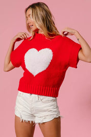 BIBI Rib Banded Heart Pattern Valentines Sweater on Simply Obsessed