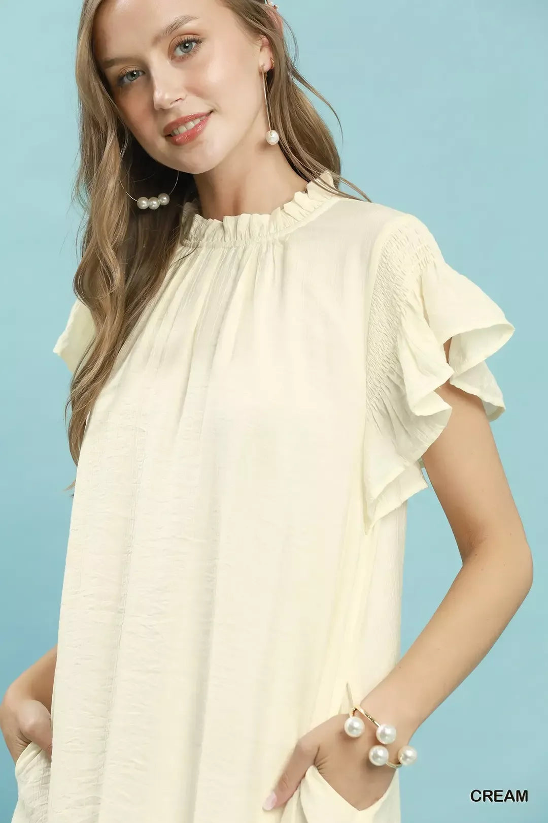 UMGEE Ruffle Flutter Sleeve Dress on Simply Obsessed