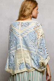 POL Open Front Crochet Cardigan with Scalloped Edge on Simply Obsessed