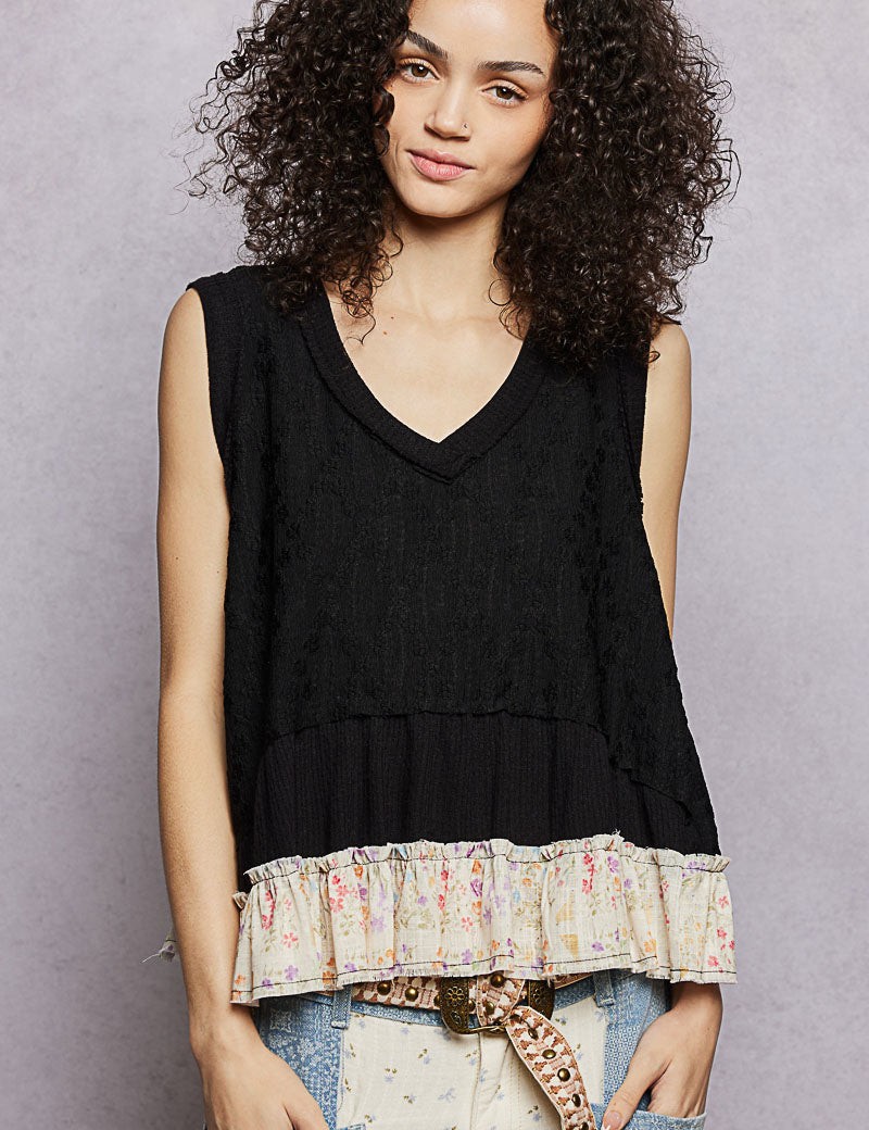 POL Floral Print V-Neck Textured Tank **SALE** on Simply Obsessed