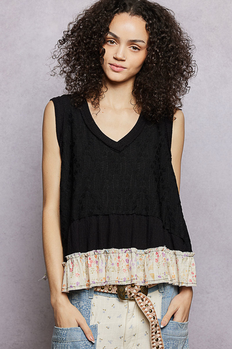 POL Floral Print V-Neck Textured Tank **SALE** on Simply Obsessed