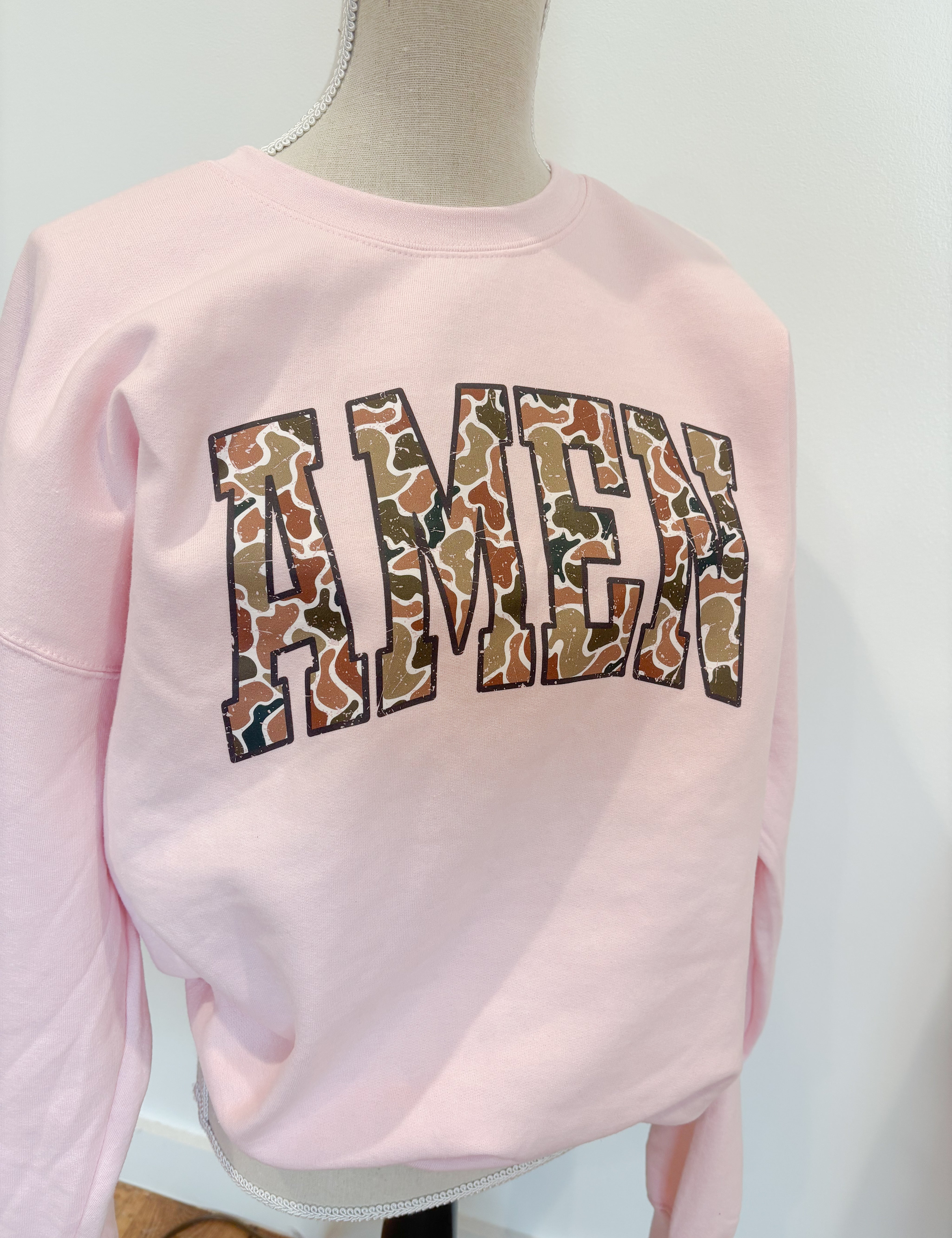 T-SHIRT JUNKIE Camo Amen Sweatshirt on Simply Obsessed