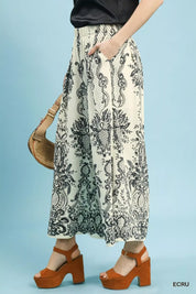 UMGEE Border Print Wide Leg Pants on Simply Obsessed