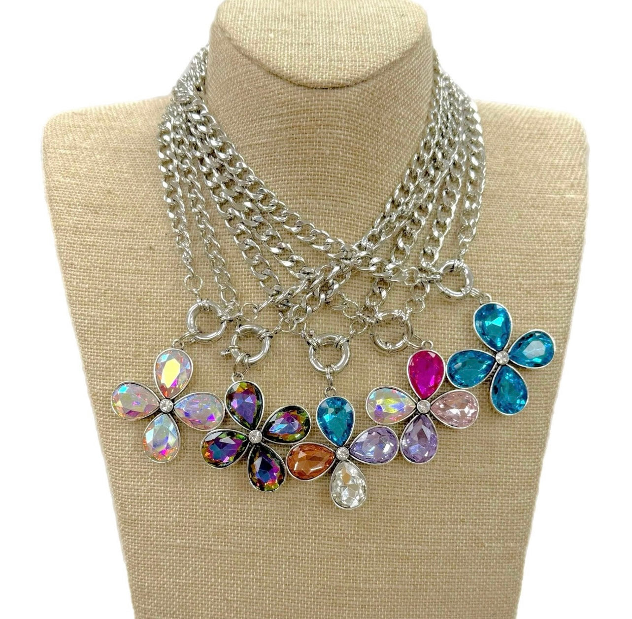 ATG Crystal Flower Silver Chain Necklaces on Simply Obsessed