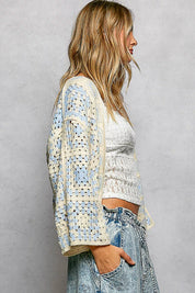 POL Open Front Crochet Cardigan with Granny Square Pattern on Simply Obsessed