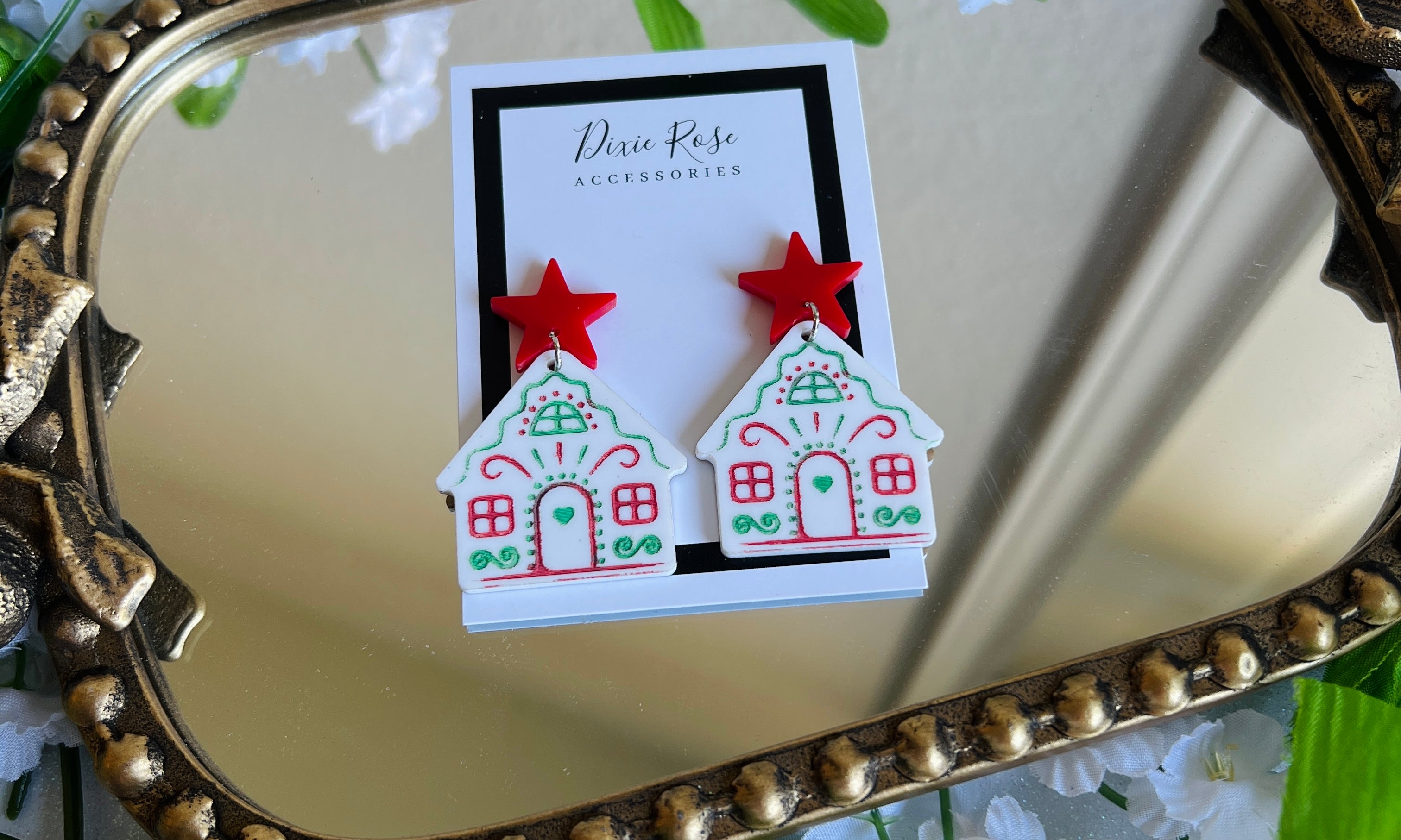 DIXIE ROSE Holly Jolly Gingerbread House Earrings on Simply Obsessed