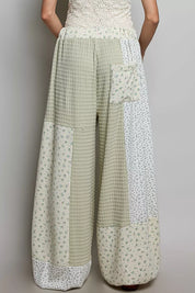 POL Patchwork Mixed Knit Wide Leg Pants on Simply Obsessed