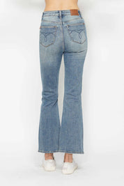 JUDY BLUE Full Size Tummy Control Back Embroidered Pocketed Bootcut Jeans Plus Size on Simply Obsessed