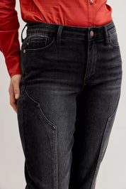 Judy Blue Mid Rise Straight Western Seam Detail Jeans on Simply Obsessed