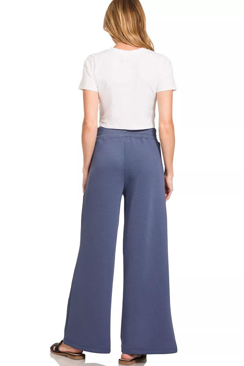 ZENANA Scuba Collared Pullover & Center Seam Pants Set on Simply Obsessed