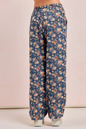 BiBi Washed Floral Print Wide Leg Jeans on Simply Obsessed