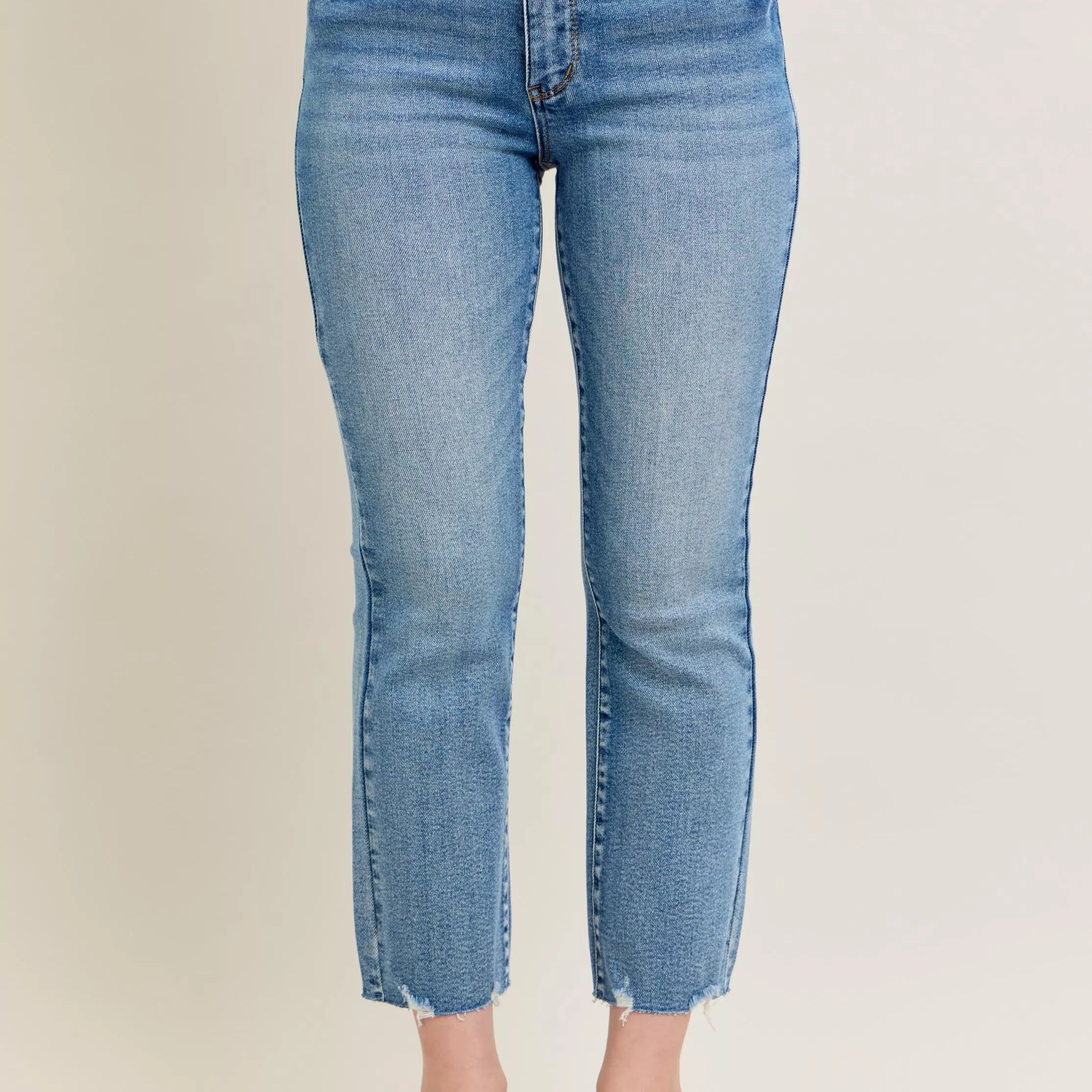 JUDY BLUE Mr Vintage Wash Destroy Hem Kick Flare Jeans on Simply Obsessed