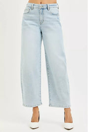 RISEN High Rise Crop Barrel Jeans on Simply Obsessed