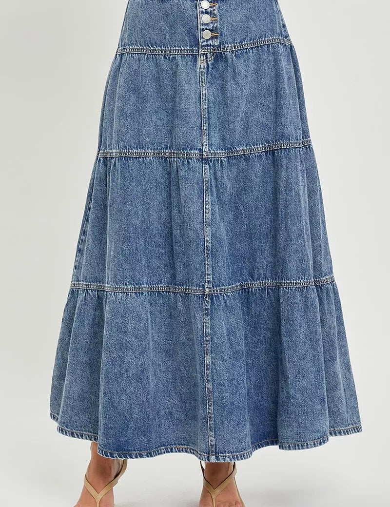 RISEN High Rise Ruffle Long Skirts on Simply Obsessed