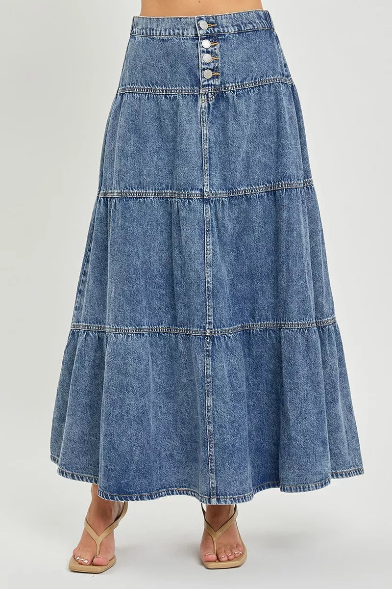 RISEN High Rise Ruffle Long Skirts on Simply Obsessed