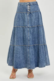 RISEN High Rise Ruffle Long Skirts on Simply Obsessed