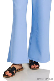 ZENANA Ribbed Round Neck Pullover and Drawstring Pants Set on Simply Obsessed