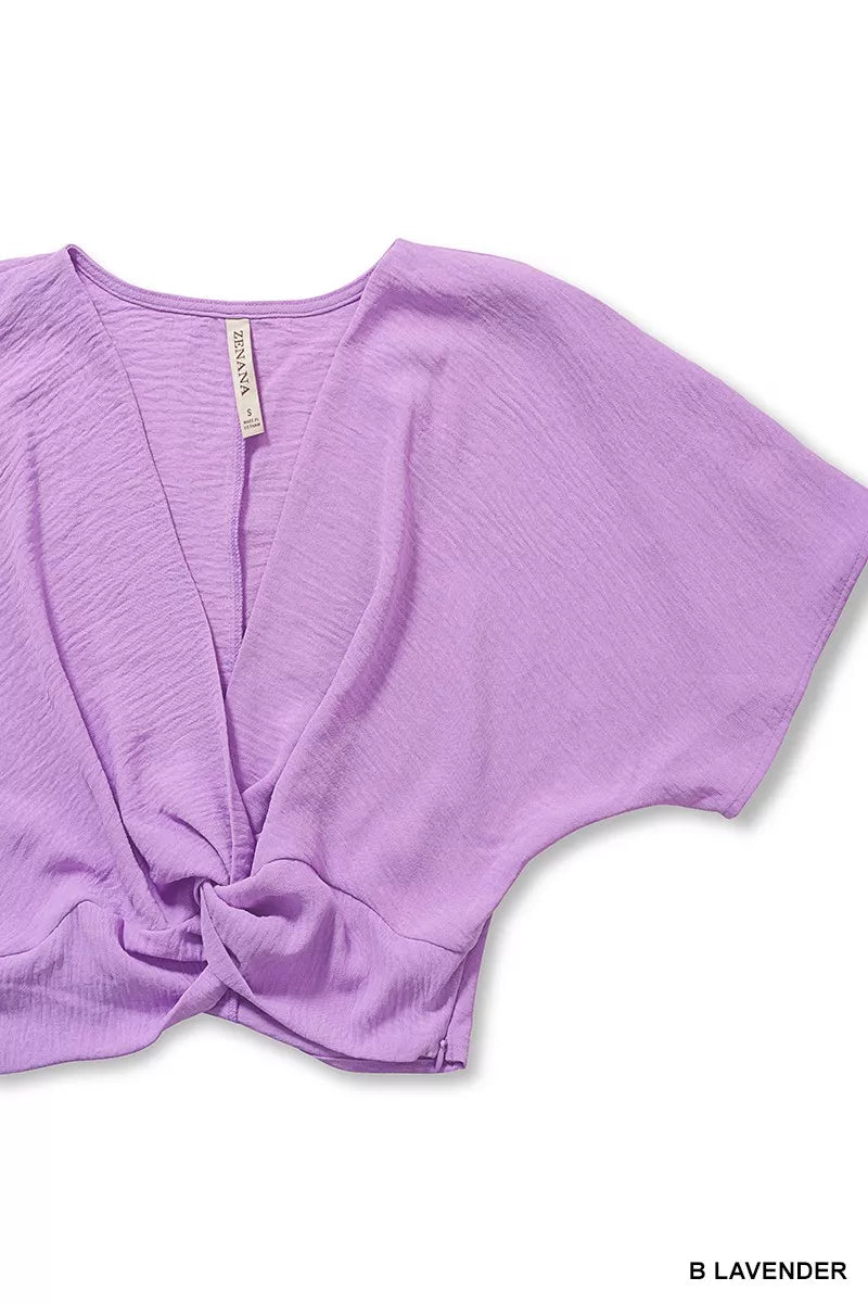 ZENANA Woven Airflow Twisted Top & Wide Leg Pants Set on Simply Obsessed