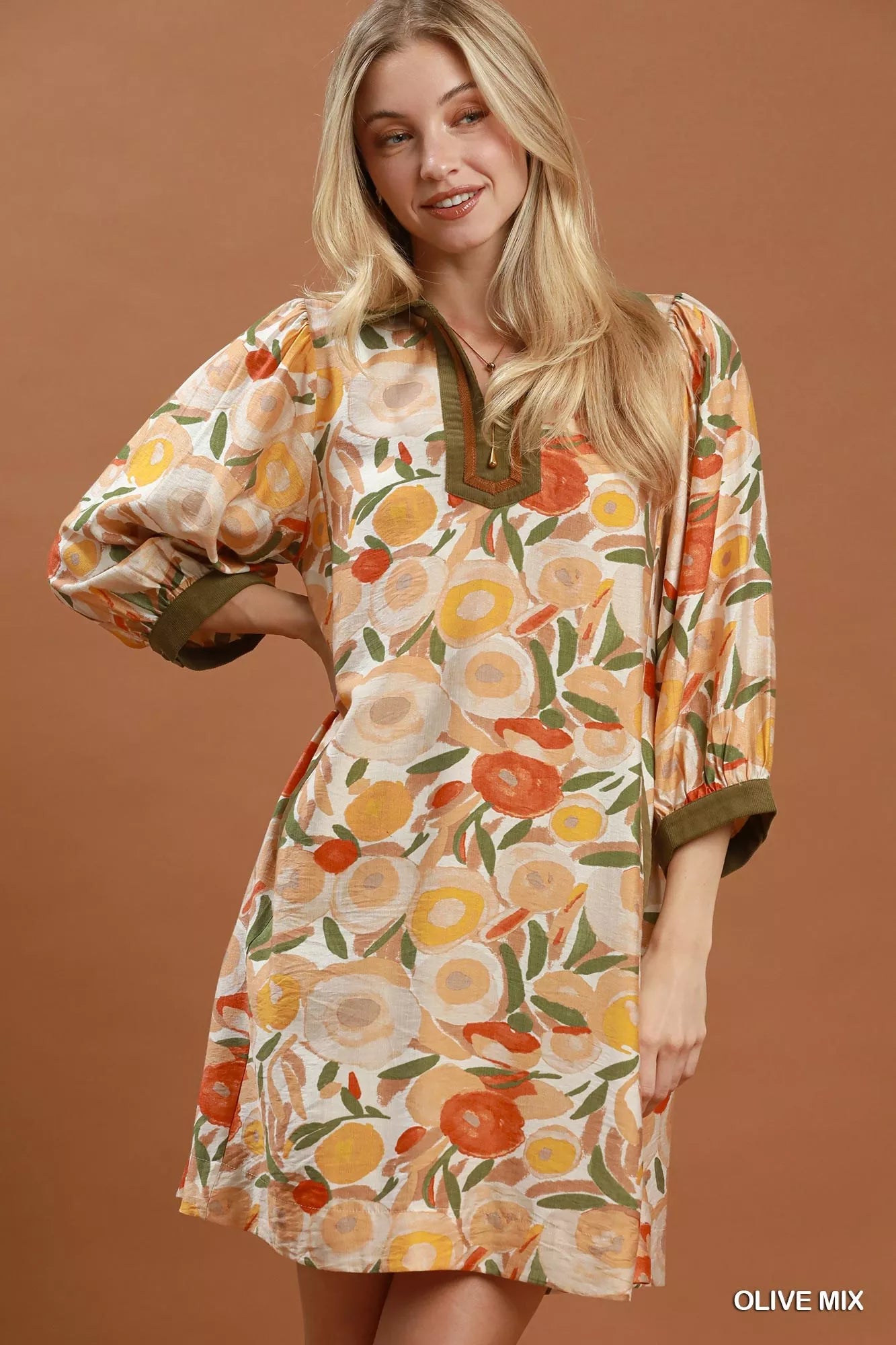 UMGEE Mix Floral Contrast Trim Shift Mini Dress on Simply Obsessed