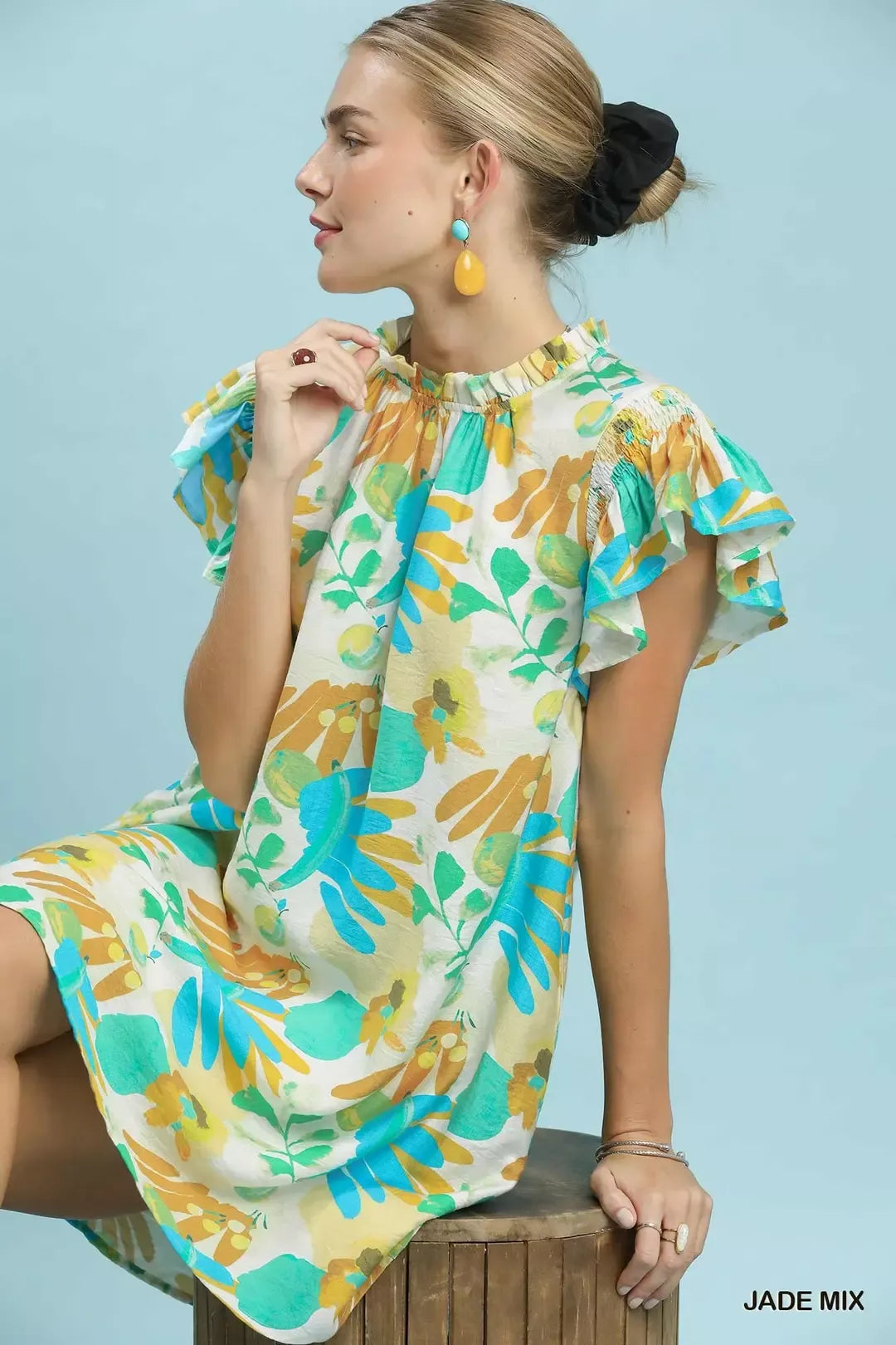 UMGEE Ruffled Botanical Print Mini Dress **DEBUT SALE** on Simply Obsessed
