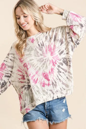 BIBI Tie Dye Print Terry Pull Over on Simply Obsessed
