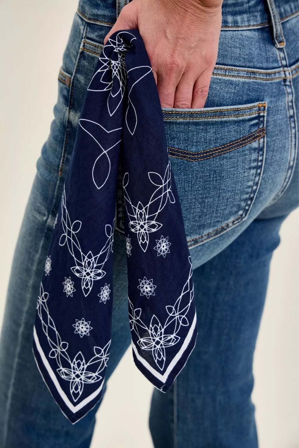 JUDY BLUE Mid Rise Jaqueline Flare with Triple Needle Back Pkts and Bandana Loop on Simply Obsessed