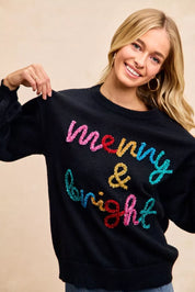 BIBI Tinsel Lettering Christmas Sweater on Simply Obsessed