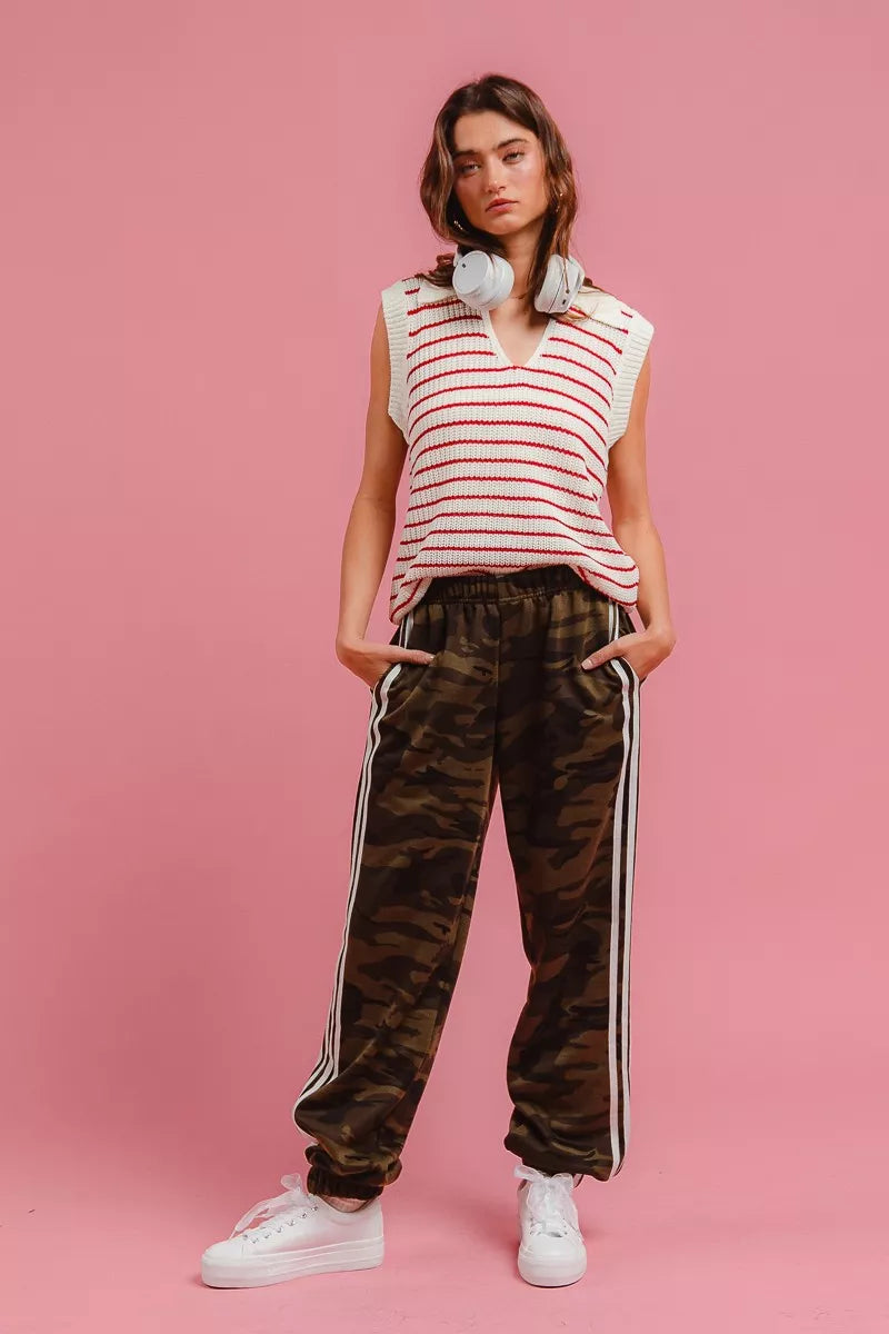 BIBI Side Lines Camouflage Track Pants on Simply Obsessed