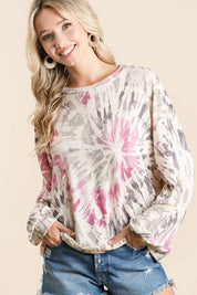 BIBI Tie Dye Print Terry Pull Over on Simply Obsessed