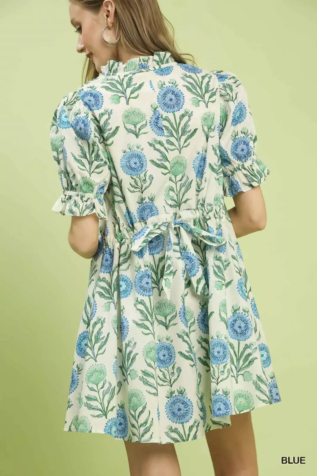 UMGEE Floral Puff Sleeve Babydoll Dress with Side Pockets on Simply Obsessed