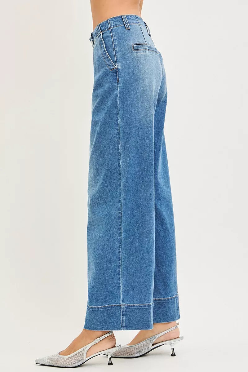 RISEN Slouchy Wide Leg Jeans With Pleats on Simply Obsessed