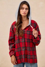 BIBI Brushed Plaid Hooded Jacket on Simply Obsessed