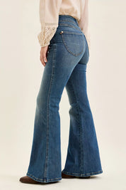 JUDY BLUE High Waist Double Button Tummy Control Flare Jeans on Simply Obsessed