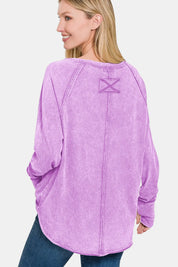 ZENANA Round Neck Thumbhole Long Sleeve T-Shirt on Simply Obsessed