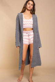 POL Berber fleece Tie Front Robe with Pockets on Simply Obsessed