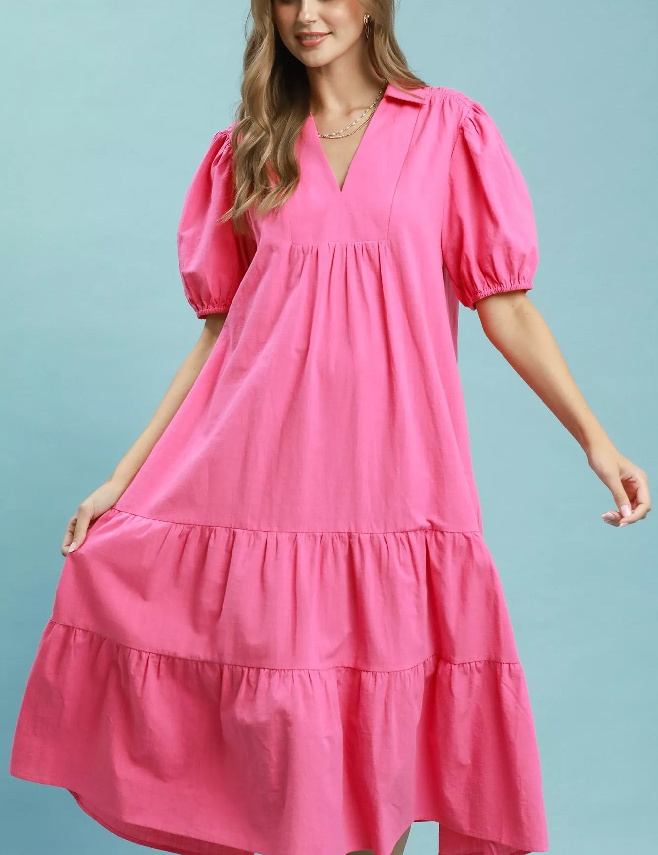 UMGEE Solid Tiered Midi Dress on Simply Obsessed