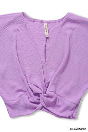 ZENANA Woven Airflow Twisted Top & Wide Leg Pants Set on Simply Obsessed