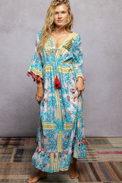 POL Bohemian Print Tassel Trim Maxi Dress on Simply Obsessed