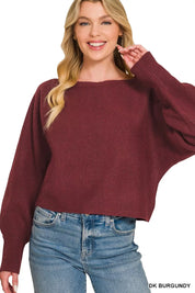 ZENANA Boat Neck Balloon Sleeve Sweater on Simply Obsessed
