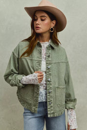 SO ME Vintage Washed Button Twill Shacket on Simply Obsessed