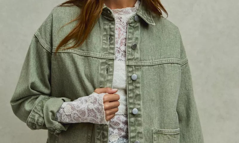 SO ME Vintage Washed Button Twill Shacket on Simply Obsessed