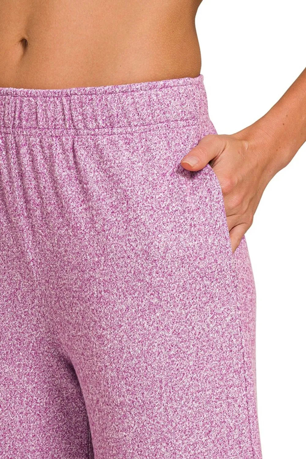 Zenana Soft Melange Short Sleeve Tee & Long Pants Set on Simply Obsessed