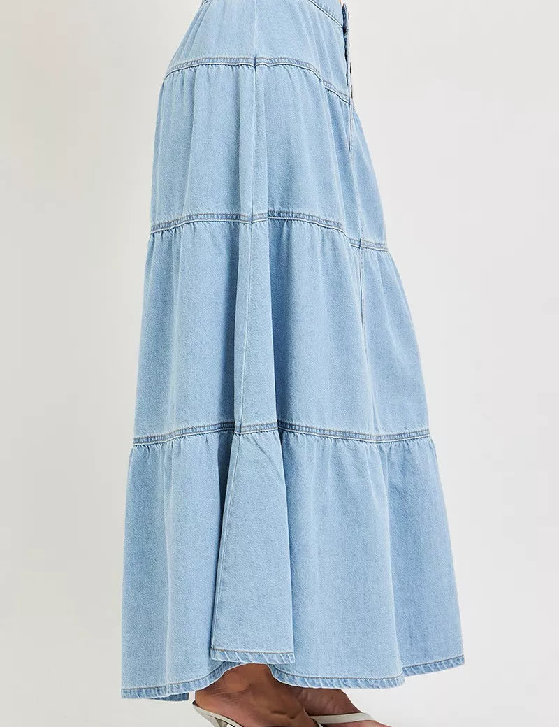 RISEN High Rise Ruffle Long Skirts on Simply Obsessed