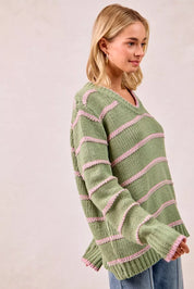 BIBI Striped Long Sleeve Sweater on Simply Obsessed