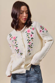 SO ME Floral Embroidered Coquette Sweater Cardigan on Simply Obsessed