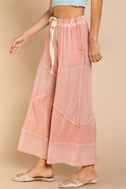 POL Elastic Waistband Wide Leg Pants with Drawstring on Simply Obsessed