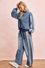 BIBI Washed Lace Contrast Sided Jeans on Simply Obsessed