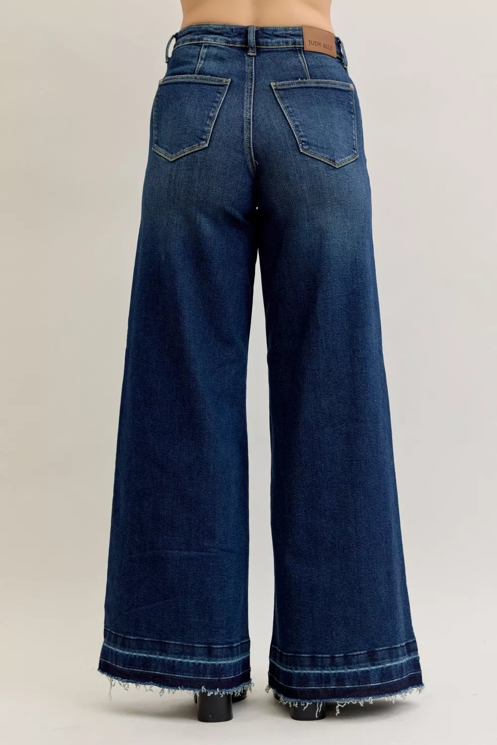 JUDY BLUE High Waist Palazzo Jeans with Front Patch Pockets on Simply Obsessed