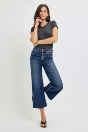 RISEN Full Size High Rise Crop Wide Button Up Jeans Plus Size on Simply Obsessed