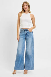 RISEN Full Size Tummy Control High Rise Ankle Palazzo Jeans Plus Size on Simply Obsessed